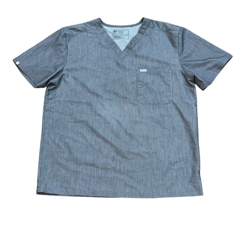 Men's FIGS Leon 3 Pocket Scrub Top Grey XL Medical Healthcare Hospital Nurse